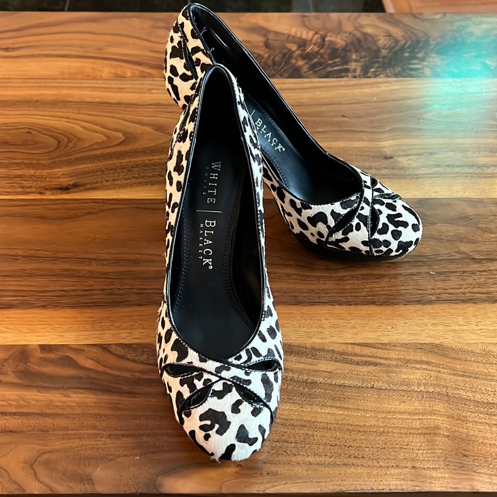 White House Black Market Snow Leopard Heels
